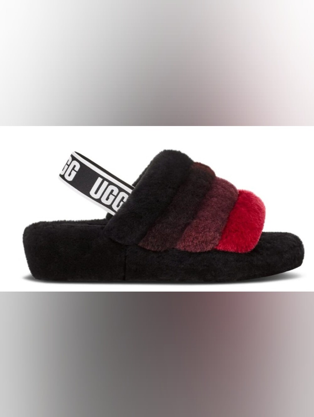 UGG Wmns Fluff Yeah Slide 'Black Red Gradient' Size 8 Like New